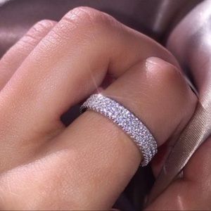 πNEW 925 Silver Diamond Triple Full Eternity Ring